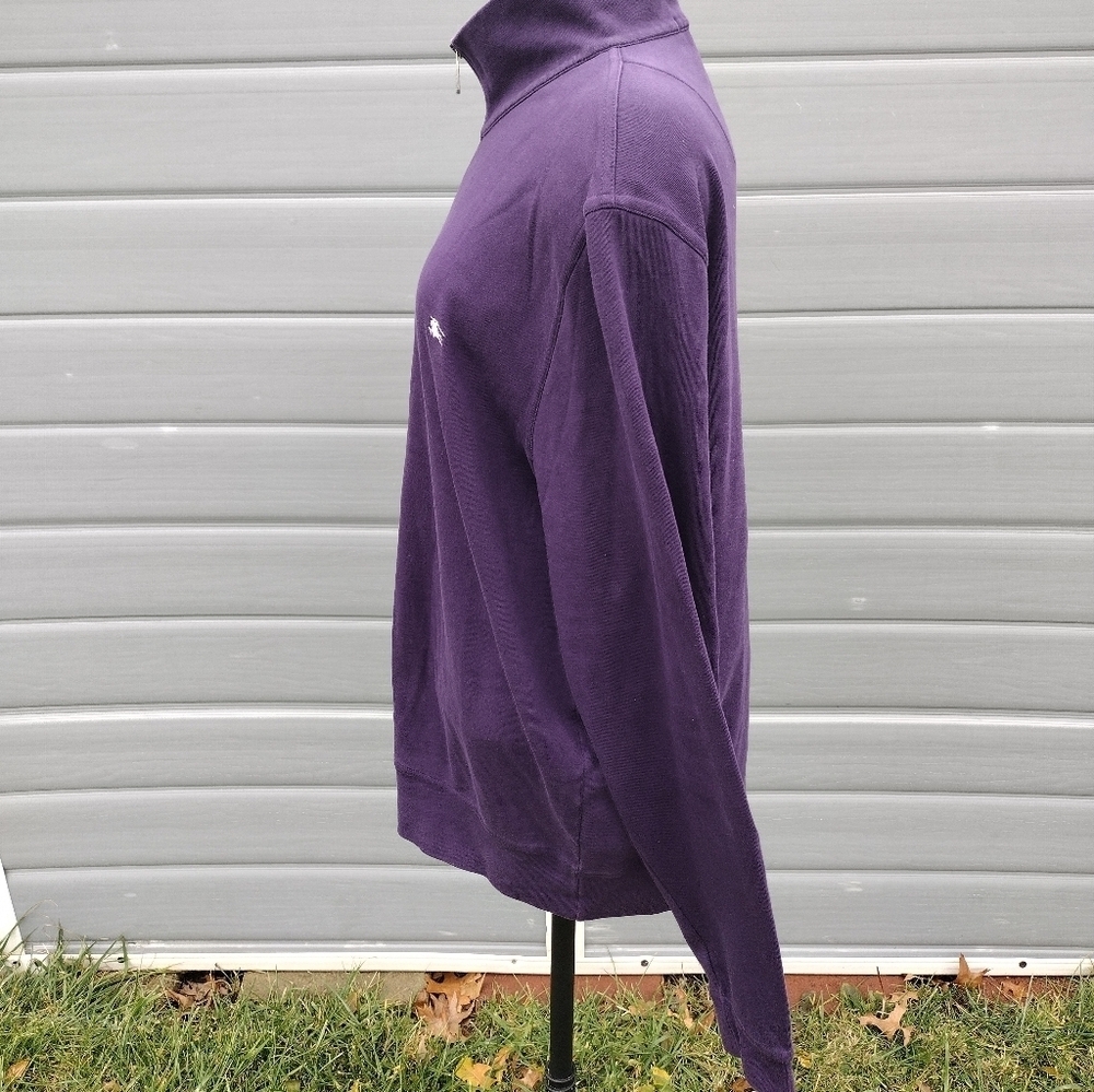Burberry London Men’s XL 1/4 Zip Pullover Purple Nova Check Trim Sweatshirt - Picture 4 of 9